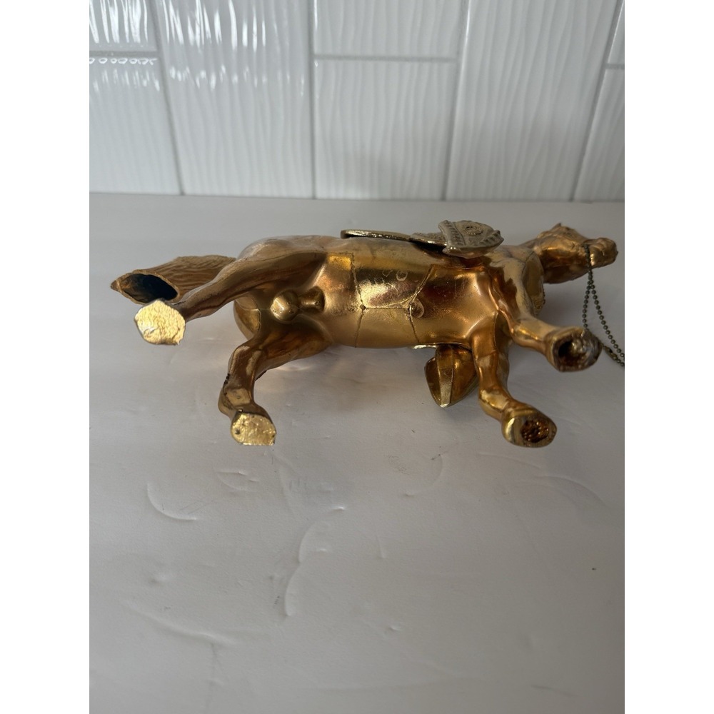 Vintage MCM Brass Like Western Style Horse w Saddle Nostalgic Americana Decor - Picture 12 of 16
